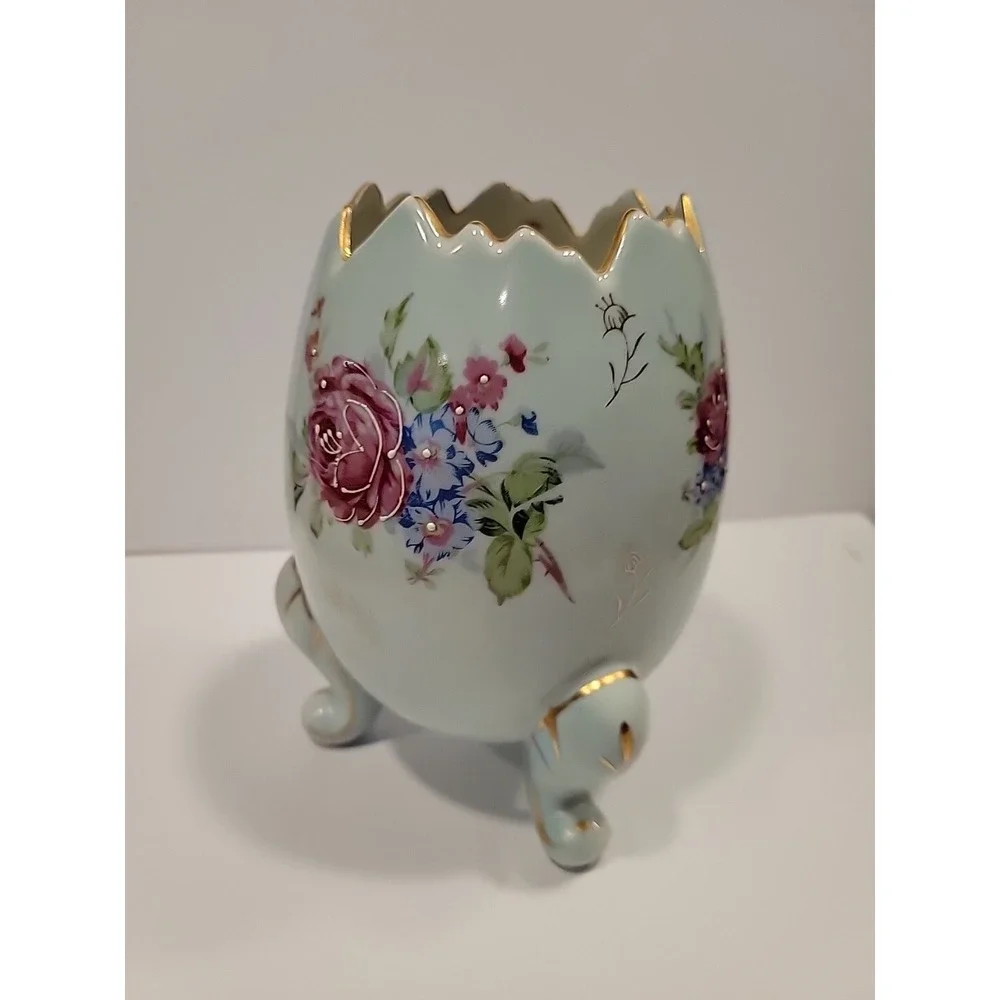 Vintage Napcoware‎ Egg-Shaped Porcelain Vase Pink Floral